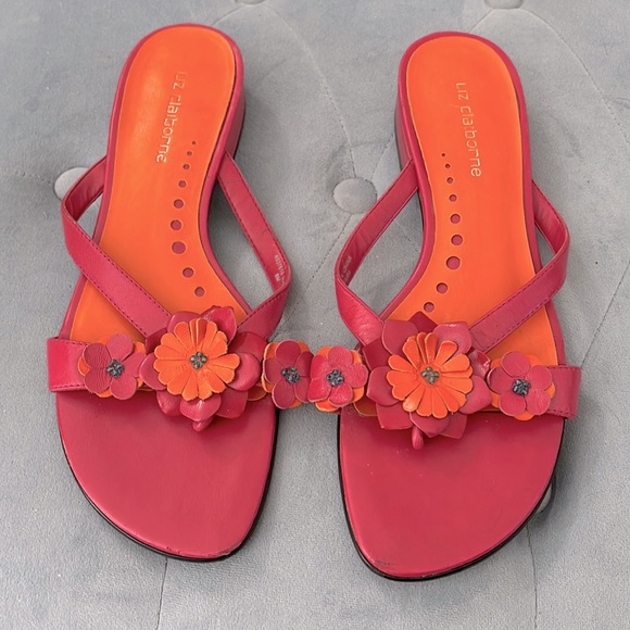 Liz Claiborne Leather Sandals ~ Gently Worn ~ 8 ~ Floral - Picture 1 of 6